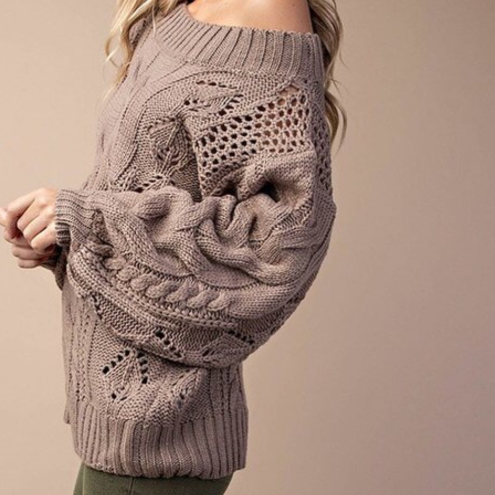 💥FINAL PRICE💥Mocha  Cable Knit Sweater - Picture 3 of 7